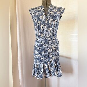 Veronica Beard Fountain Floral ruched mini dress